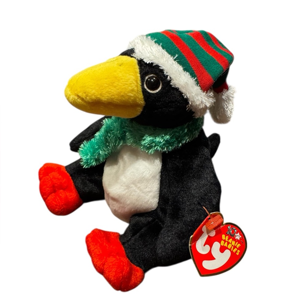 Vintage TY Beanie Baby Toboggan Holiday Penguin Christmas 2002